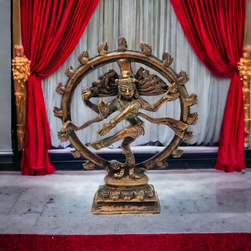 Brass Statue Shiva Nataraja Hindu God of Creation Dance Circle Religious 6 inch - Picture 3 of 9