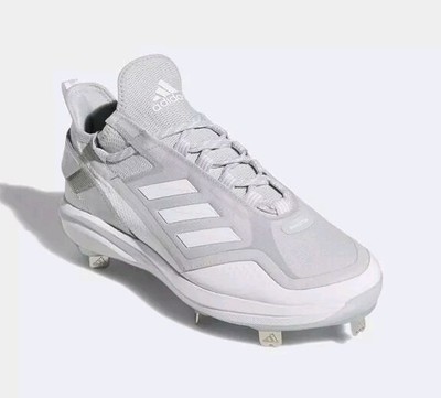 Adidas Icon 7 Boost White Silver Baseball Metal Cleats Mens Size 8 (S23847)