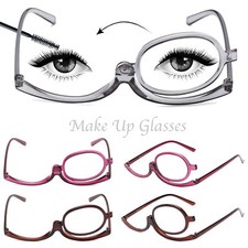 Magnifying Rotable Makeup Womens Reading Glasses Flip Make-up Clear Eyeglasses