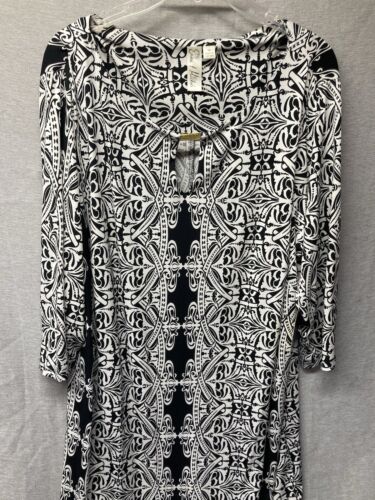 Emma & Michele Women's Plus Size 3X Midi Shift Dress 3/4 Sleeve Keyhole Neck