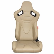 Cipher Auto Beige Leatherette Wcarbon Fiber Racing Seats Pair New