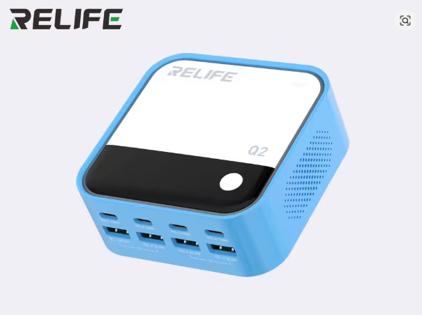 Ladegerät 8-Port Tischladegerät Q2 RELIFE Handy Laptop 8 Anschlüsse Licht 120W