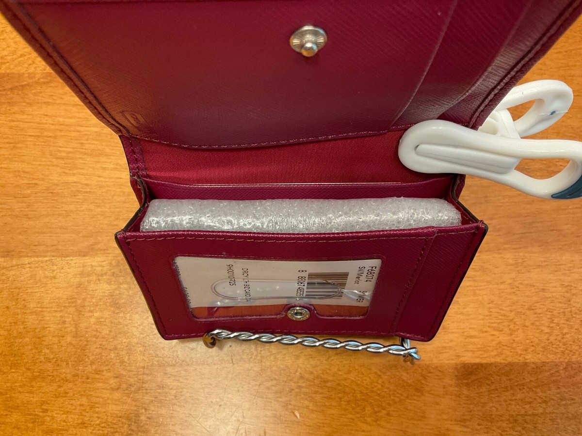 COACH NWT Leather Card Case - Merlot w/Silver Snap - F68074
