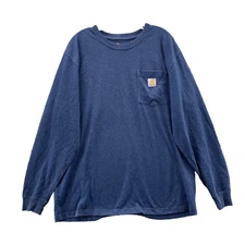 Carhartt T-Shirt Men's Large Blue Pocket Safety Workwear Outdoor Streetwear Y2k