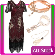 Deluxe Ladies 20s 1920s Roaring Flapper Costume Sequin Gatsby 20's Fancy Dress