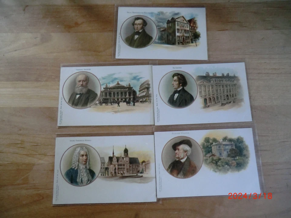11 AK  Künstler Lithographie Wagner/ Verdi/ von Bülow/Chopin/von Liszt/Händelu.a - Bild 2 von 2