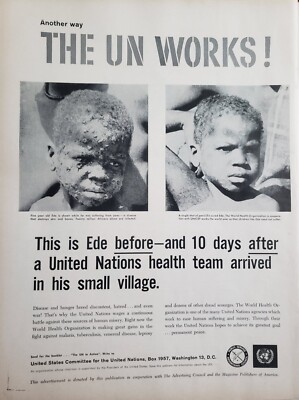 WHO United Nations Print Ad Vintage 1958 Ephemera Wall Art Decor UNICEF Ede
