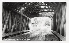 RPPC Bradford NH New Hampshire Bement Covered Bridge Warner Photo Postcard E36
