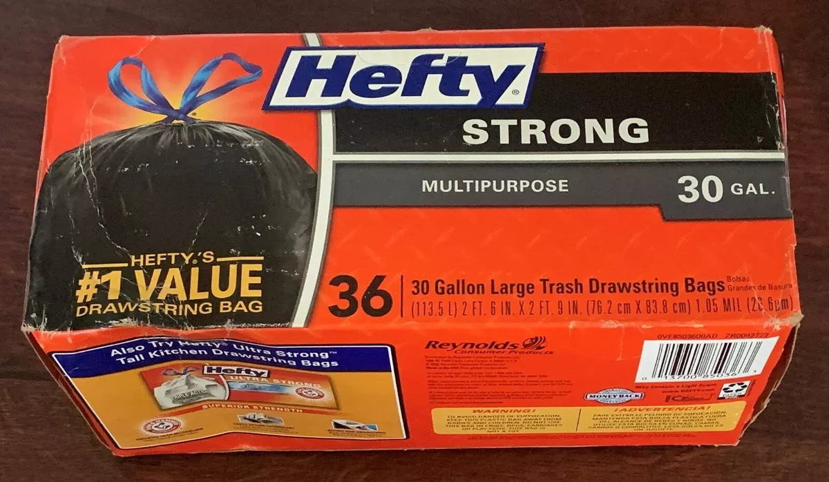 Hefty Strong Multipurpose Large Drawstring Trash Bags - 30 Gallon