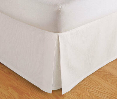 Tailored Bed Skirt Dust Ruffle Pleated 14'' Drop Beige, White Full, Queen, King