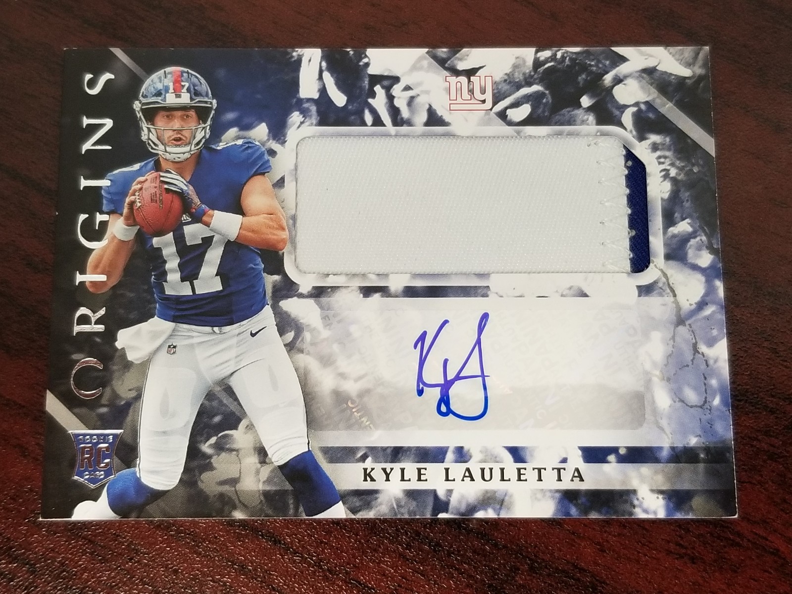 2018 Origins Rookie Jersey Auto Kyle Lauletta Richmond NY Giants QB