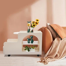 3-Tier Mobile Trolley Sofa Side Table Rolling Cart Storage Organizer with Wheels