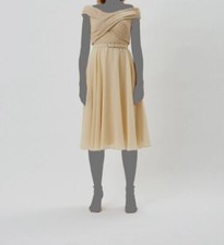 265 Lauren Ralph Lauren Women's Beige Sequin Belt Fit Flare Gown Dress Size 6