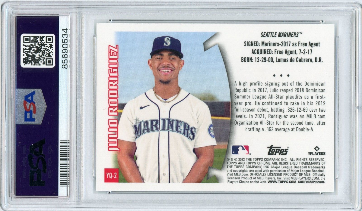 JULIO RODRIGUEZ 2022 Topps Chrome Sonic YouthQuake Rc #YQ2 PSA 9