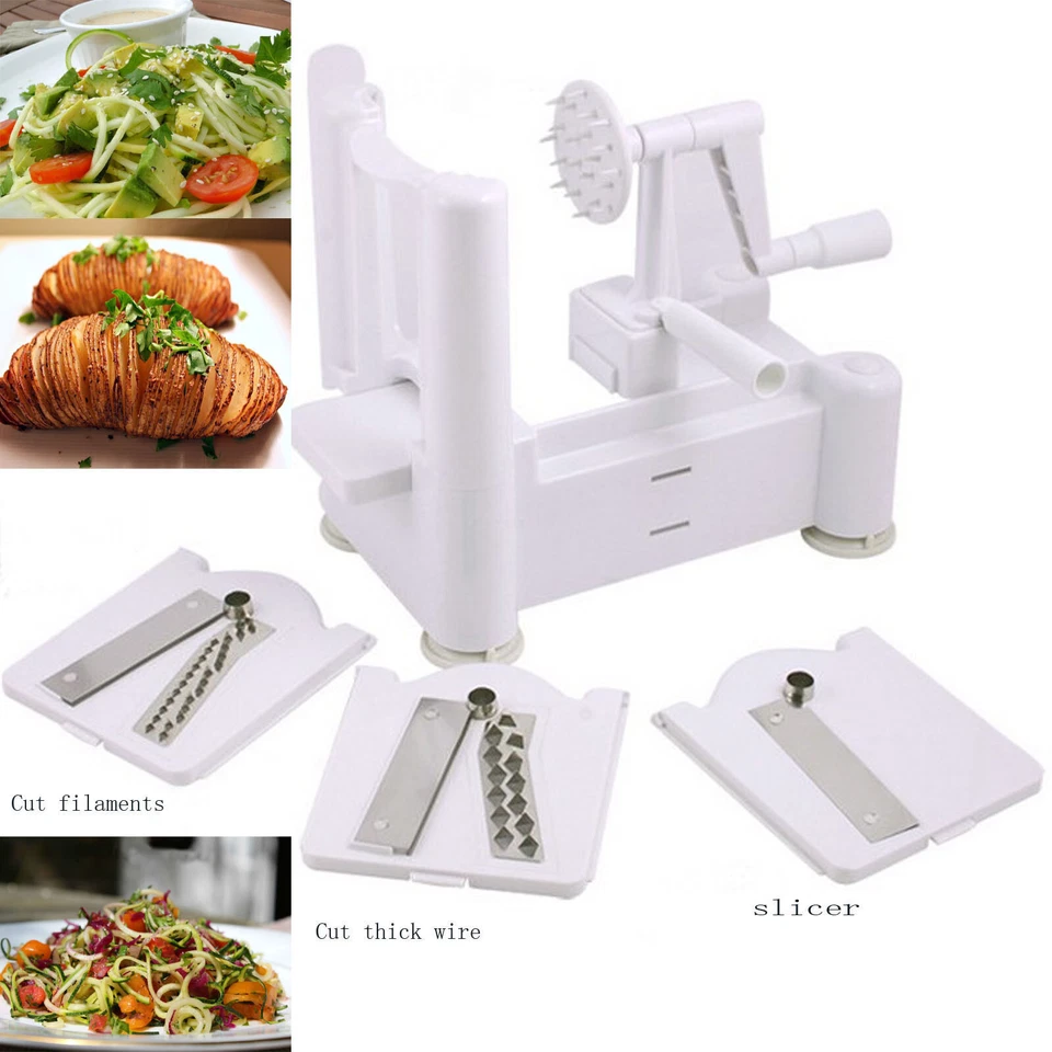 3 hojas espiralizador de espaguetis calabacín fideos de frutas 3 en 1 Foto 4 de 4