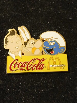 Pin's Comic Tim und Struppi Asterix Schlumpf Coca Cola Mc Donalds 