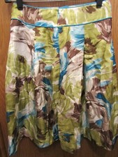 WOMENS TALBOTS PETITES 100 SILK LINED BLUE GREEN SKIRT SIZE 2P LENGTH 23"