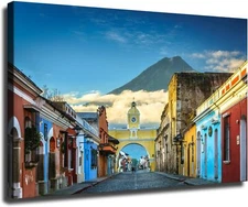 City Guatemala Volcano Cityscape Poster Decorative Painting Picture Canvas