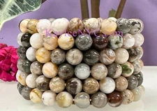 Wholesale 6 Pcs Natural Bamboo Agate 8mm 7.5” Crystal Bracelet Healing Energy