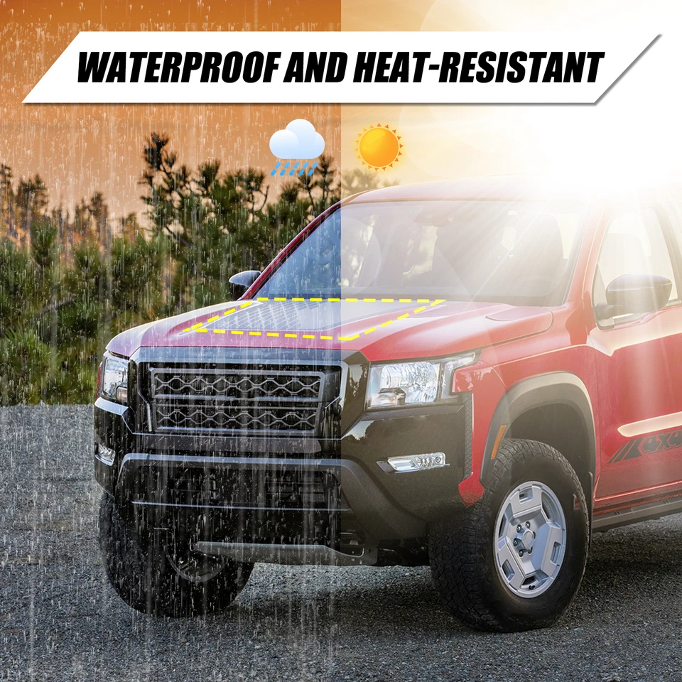 Calcomanía adhesiva de vinilo a rayas exteriores negras para capó de carreras para Nissan Frontier 24+ Foto 2 de 4