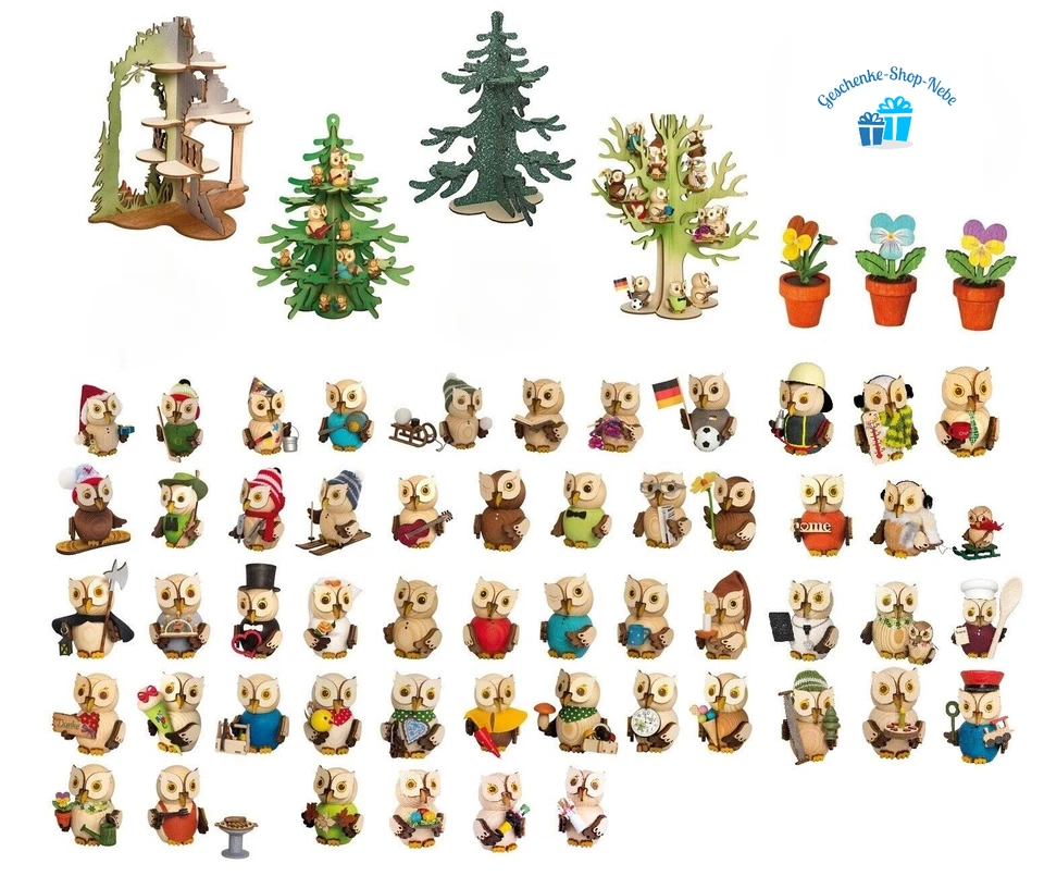Mini Eule Drechslerei Kuhnert Holzfigur Sammlerstücke Dekoration Erzgebirge - Bild 1 von 1