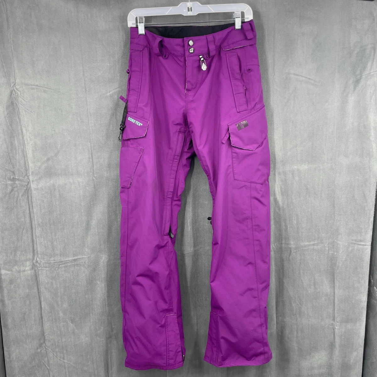 Volcom Snow Pants Womens XS Purple Omega Gore Tex Zipped Pockets Logo  Outdoors