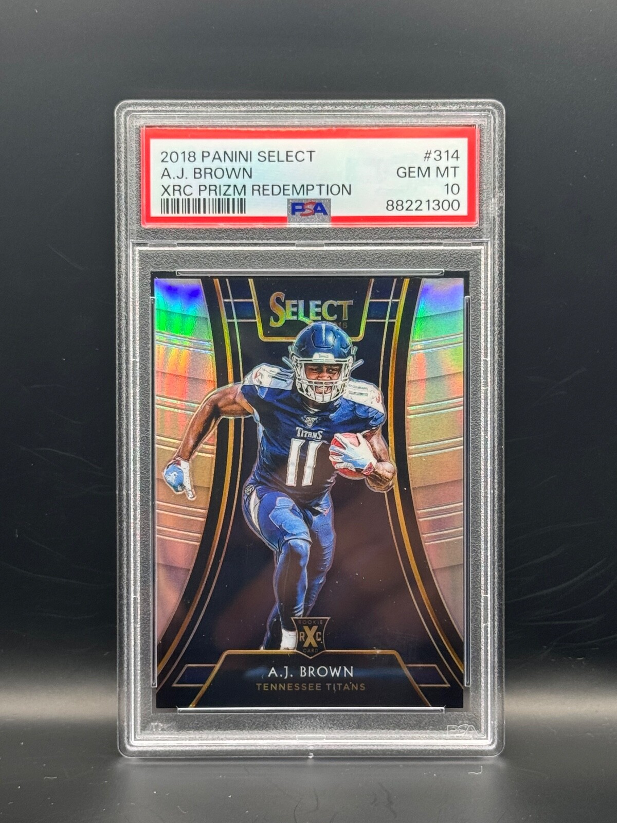 2018 PANINI SELECT #314 A.J. BROWN PSA 10 GEM MINT XRC PRIZM RDM