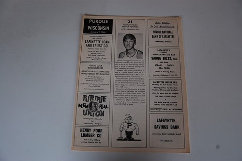 1968 Purdue - Wisconsin College Basketball Program - Rick Mount