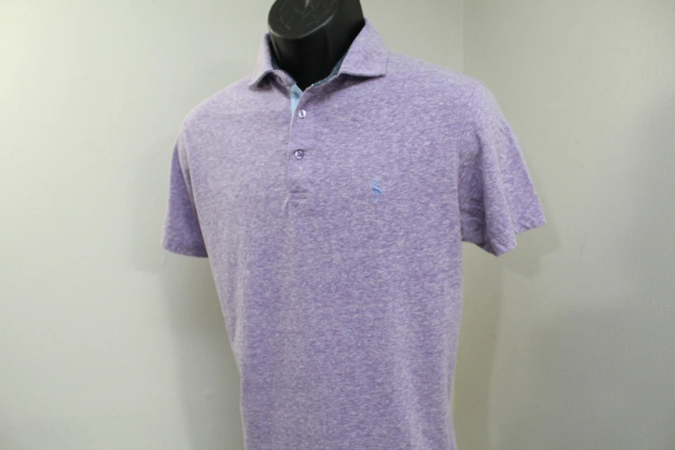Polo de golfe Tailorbyrd roxo manga curta mistura de algodão masculino tamanho médio - Imagem 3 de 4