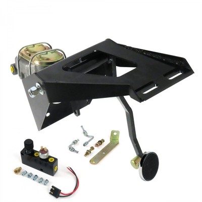 55-59 Chevy Truck FW Manual Brake Pedal kit Adj Disc/Drum3in Chr Pad