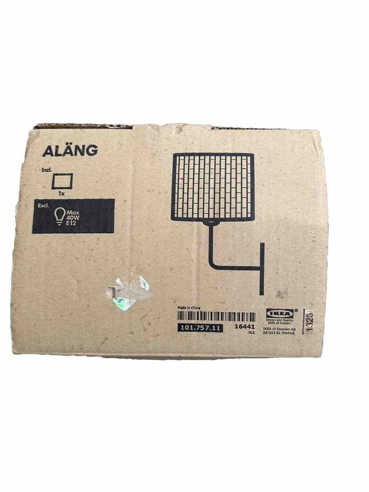 Lámpara de Pared Pantalla Tejida Blanca IKEA Alang Base Plateada Foto 3 de 4