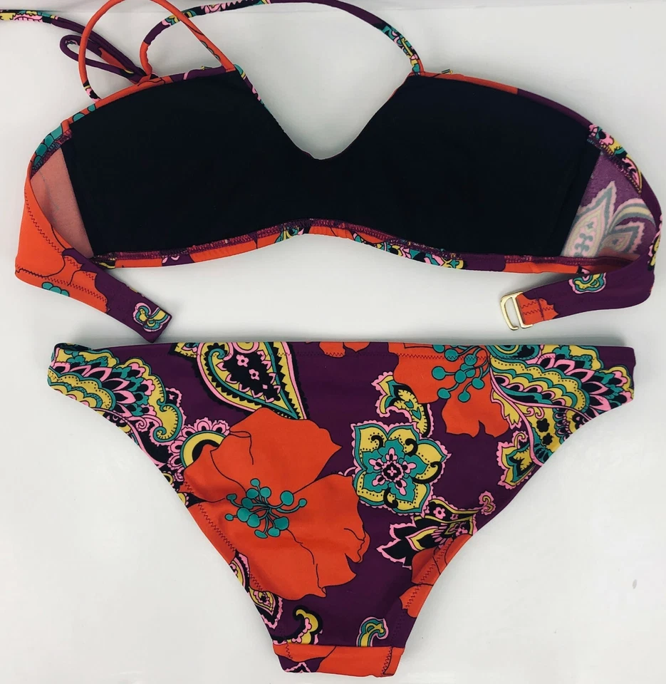 New VICTORIA'S SECRET Bikini Orange Purple Paisley Embellished Swimsuit 2Pc Sm - Image 4 of 4