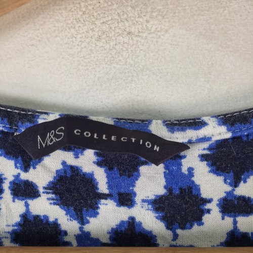 Marks and spencer dress womens 12 fit flare blue geometric sleeveless 106620 - Picture 3 of 9