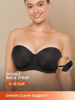 Strapless push up bra in apricot and black comfortable lingerie cheap24