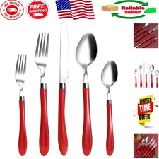 Stylish 20-Piece Red Silverware Set - Durable Stainless Steel & Dishwasher Safe