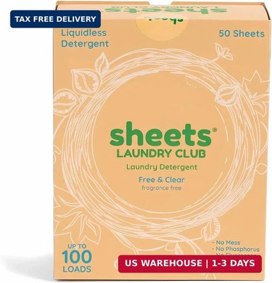Sheets Laundry Club - Liquidless Laundry Detergent Sheets, 100 Loads - Fragrance