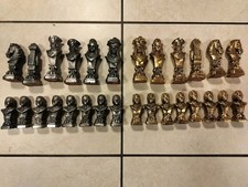 Accessori Pezzi Pedine Gioco Scacchi Vintage Metallo Oro Argento Pesanti 4,3 Kg