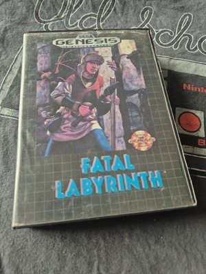 Fatal Labyrinth (Sega Genesis, 1990) Case cover art and game cartridge.