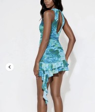 Fashion Nova Asymmetrical Summer Mini Dress XS Fairy Vacation Resort Club Party