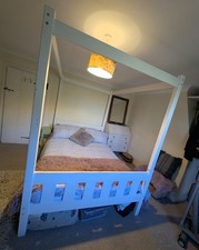 Shabby Chic Double Wooden Four Poster Bed