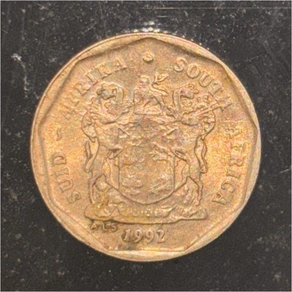 2004 South Africa 50 Cents Steel Coin KM#463 Coat of Arms Bimetallic-Style