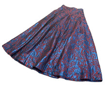 Anthropologie Maeve Pleated Shimmer Maxi Skirt Blue Burgundy Sz 2P XS Pockets