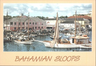 Bahama Schaluppen Nassau Bahamas Hafen Boote Vintage Postkarte John Hinde