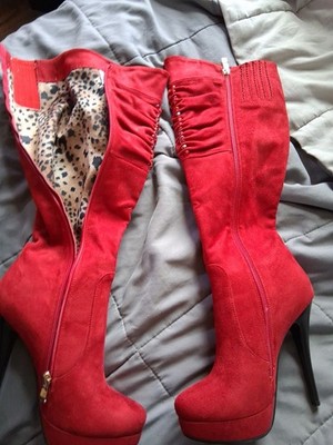 Italina Red Heel Boot 7.5 Zip-Up Y1