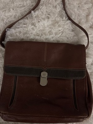 Vintage Stefano Orso Brown Italian Leather Messenger Satchel Bag Crossbody