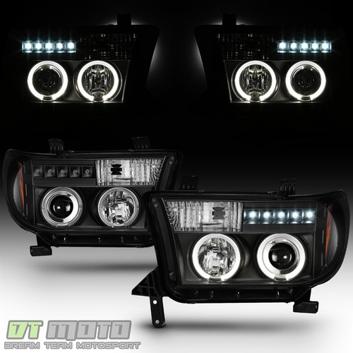 Yellowspeed LED DRL Tube Projector Headlights – Fit 2007-2013 Tundra & 2008-2017 Sequoia – Chrome Housing (Pair)