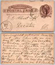 Springfield Decatur Postal Card Postcard