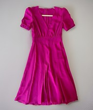 Gucci Fuchsia 100% Silk Short Sleeve Dress 38