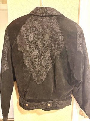 Wilsons Black Paisley Bomber Jacket Lined Pockets Short Women s M
