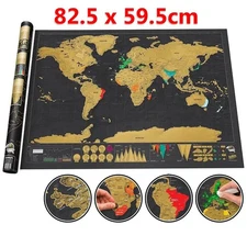 New Deluxe Large Scratch Off Map Personalised World Map Travel AtlasTravel Gift